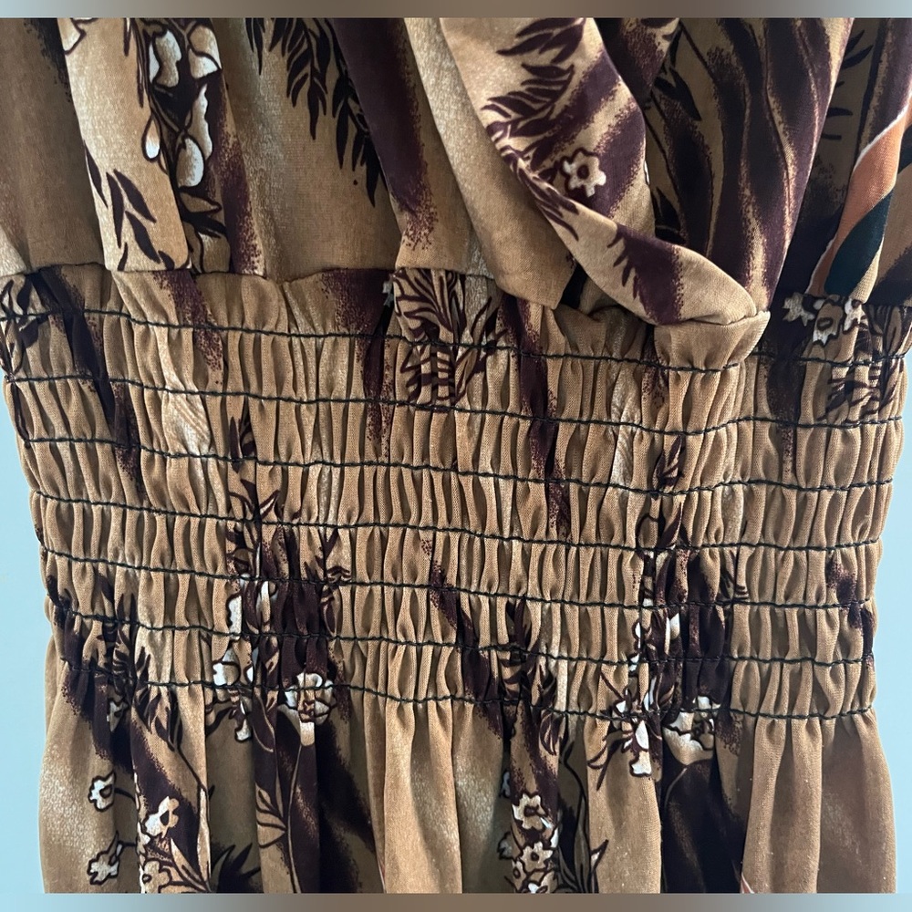 Brown Patterned Dress Size Medium - image 4